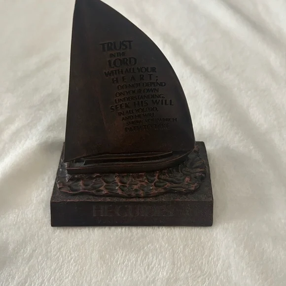 He Guides, Trust In the Lord, Sailboat Sculpture, Small - Picture 4 of 7
